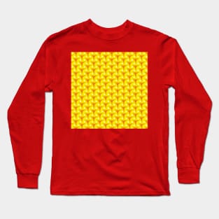 Yellow Hexagonal Pattern Long Sleeve T-Shirt